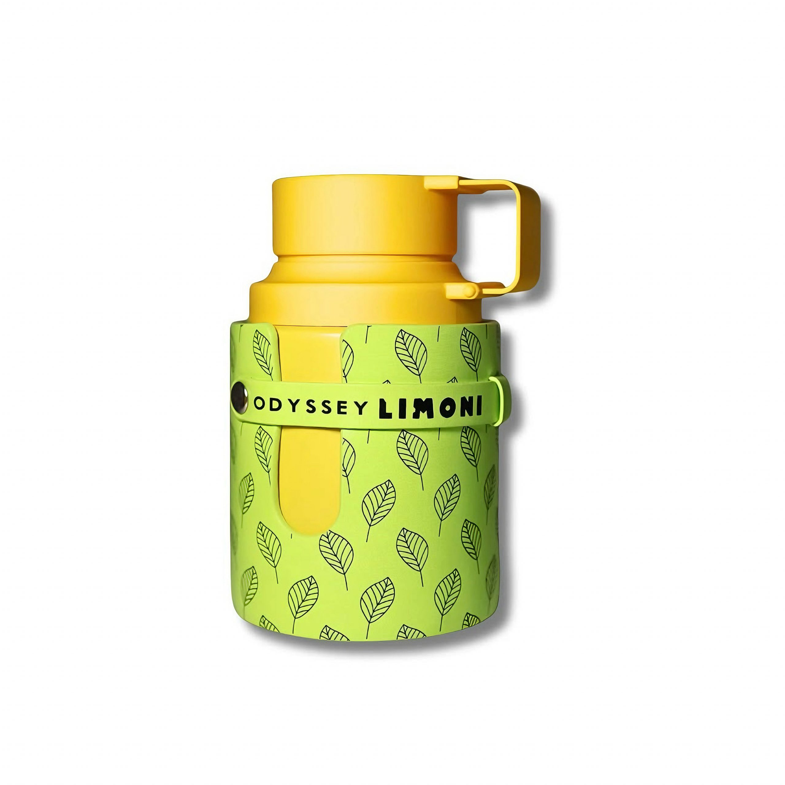 Chai nước hoa Odyssey Limoni Fresh Armaf với nền trắng hoặc nền vàng chanh.