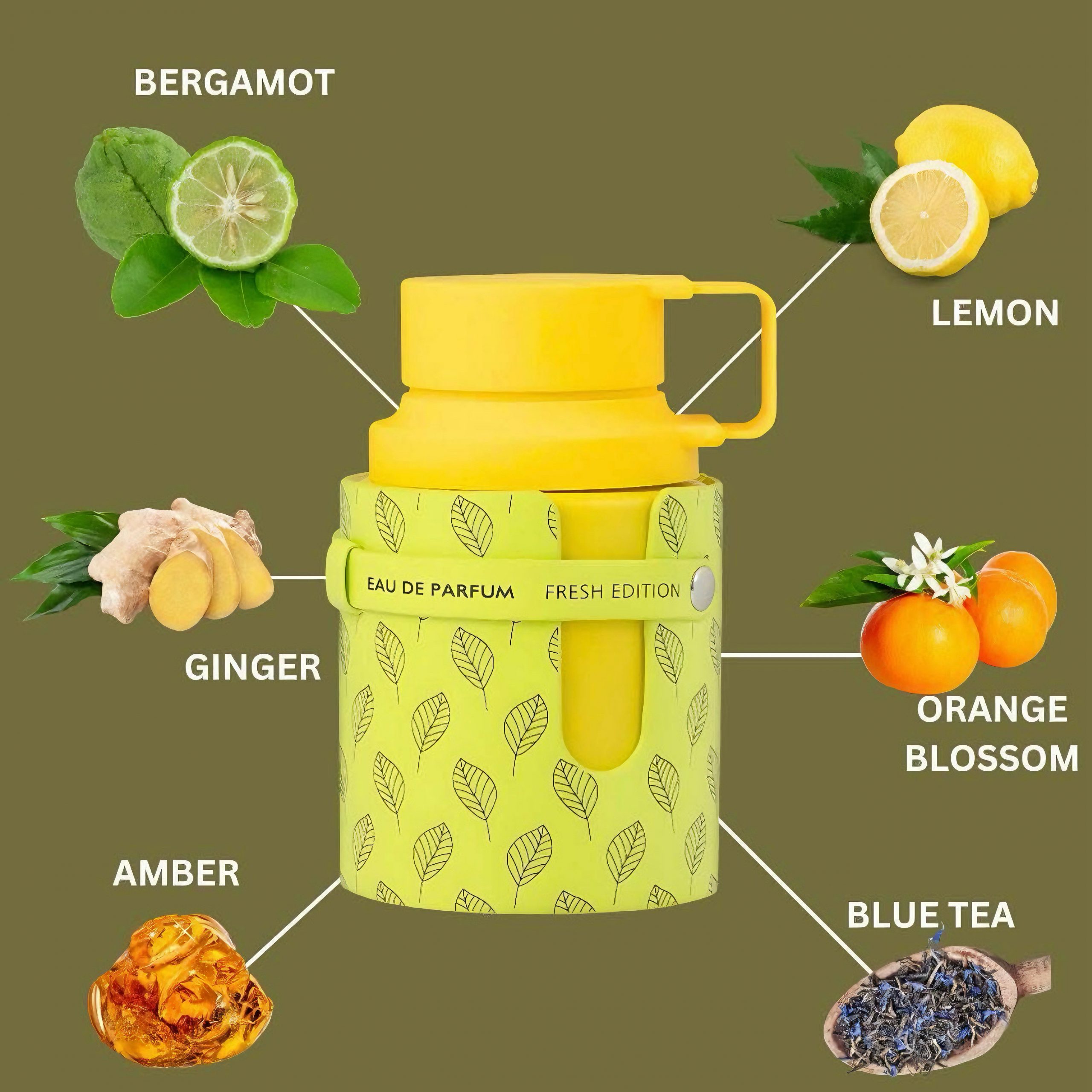  Chanh, cam, gừng, trà xanh, biển – tạo cảm giác về mùi hương.